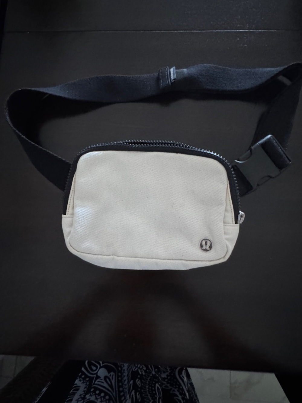 Cream Luluelemon, Belt Bag with Black Strap - Women's Crossbody